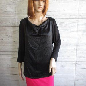 NWT - COVINGTON pretty  top with silky front & knit back\ - 3/4 sleeves - sz PL